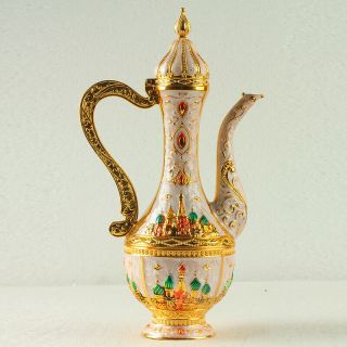 Chinese Exquisite Cloisonne Teapot Carved Castle R0005 4