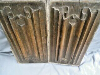 Two Rare 16th Century Oak Carved Linen Fold Panels