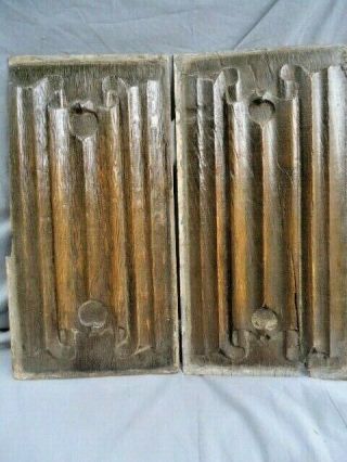 TWO RARE 16TH CENTURY OAK CARVED LINEN FOLD PANELS 2