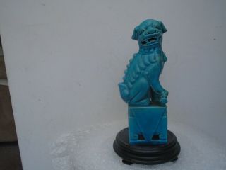 Lovely Vintage / Antique Chinese Turquoise Foo Dog Statue Display Piece