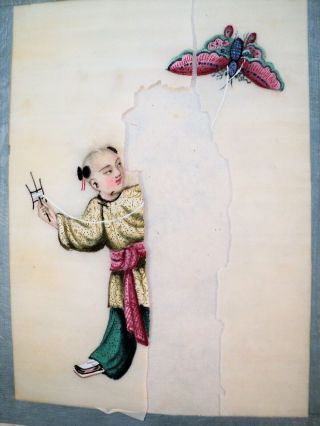 Vtg Antique Book 11 CHINESE PAINTINGS Art People Butterflies Boat Birds Children 4
