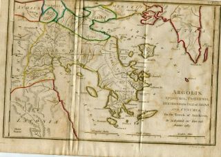 1785 Map By M Barbie Du Bocage Travels Of Anacharsis Argolis Argolida Greece