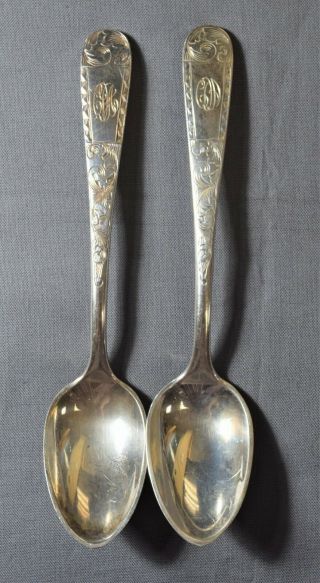 Kirk “mayflower” Pattern Hand - Engraved Sterling Silver Tea Spoons
