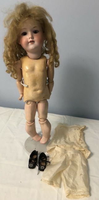 Antique German Bisque Head Armand Marseille 390 A3m 17 " Doll With Wig Shoes