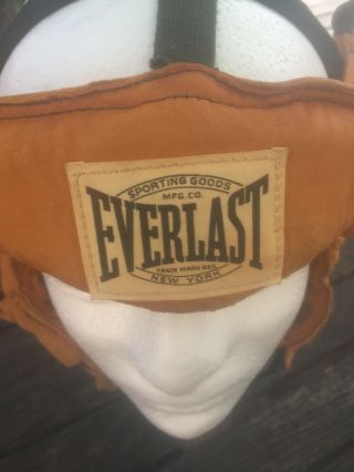 Awesome Early Old Antique 1930 ' s EVERLAST ALL leather Boxing Helmet Guard Circa 3