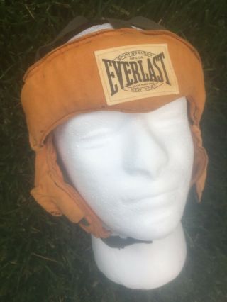 Awesome Early Old Antique 1930 ' s EVERLAST ALL leather Boxing Helmet Guard Circa 7