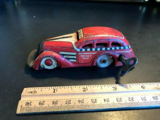 Vintage Collectible Antique Marx Tin Wind Up Tricky Taxi Car Cab & Key