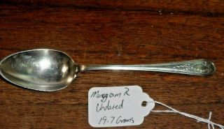 Antique Sterling Silver Tea Spoon 5 3/4 " Monogram " R " On Back 19.  7 Grams