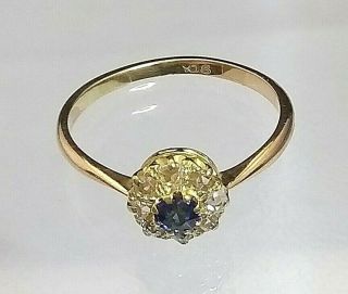 Antique 9ct /18ct Gold Sapphire And Diamond Ring Victorian Quality