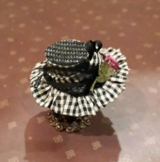 Dollhouse Miniature Vintage Hat on Stand by Artisan Susan Harmon 4