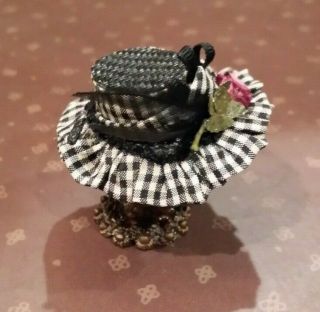 Dollhouse Miniature Vintage Hat on Stand by Artisan Susan Harmon 5