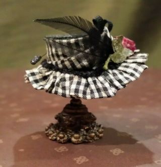 Dollhouse Miniature Vintage Hat on Stand by Artisan Susan Harmon 6