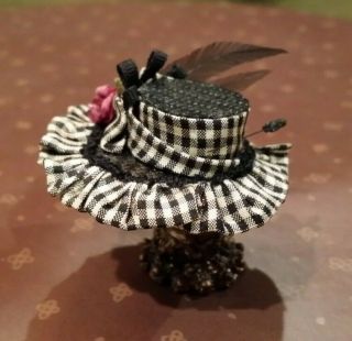 Dollhouse Miniature Vintage Hat on Stand by Artisan Susan Harmon 7