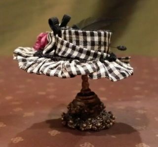 Dollhouse Miniature Vintage Hat on Stand by Artisan Susan Harmon 8