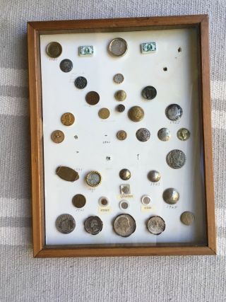 36 Coin Buttons.  Incl.  Steel Penny,  Jfk Half Dollar,  Miniatures,  Russian Buttons