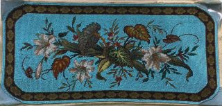A Pretty Antique Victorian All Beaded Tray Or Cushion Panel.  Lilies And Leaves.