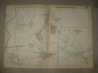 Antique 1924 Bushnells Basin Henrietta Industry Rush Monroe County York Map