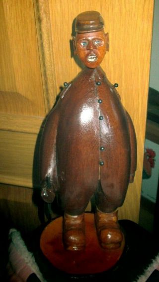 Vintage Hand Carved Wooden Chinaman Figure By G.  B.  /strachan Signed On Base