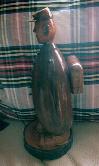 Vintage Hand Carved Wooden Chinaman Figure By G.  B.  /Strachan Signed on Base 3