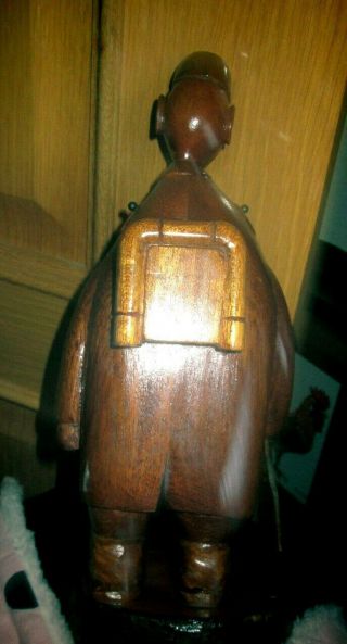 Vintage Hand Carved Wooden Chinaman Figure By G.  B.  /Strachan Signed on Base 5
