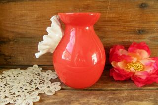 Vintage Retro Large White Poppy Flower Floral Red Orange Flowers Vase Pot Plant 2