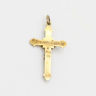 18k Yellow Gold Antique Ornate Crucifix/Cross Religious Pendant 2