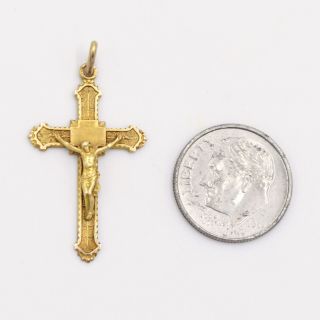 18k Yellow Gold Antique Ornate Crucifix/Cross Religious Pendant 3