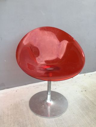 Ero|s| Kartell Philippe Starck Swivel Red & Chrome Chair