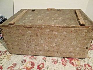 Antique Early Wallpaper Covered Box Philadelphia Primitive Hitchner Yerkes