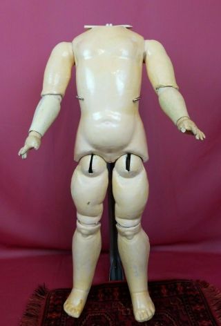 Antique German Composition And Wood Fully Jointed Doll Body For Bisque Head 19 "