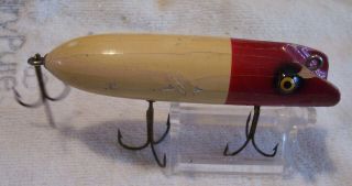 OLD VINTAGE SOUTH BEND BASS ORENO WOOD LURE 6/014/19POTS RED WHITE 2