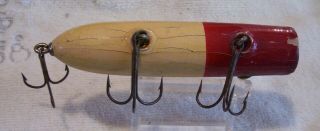 OLD VINTAGE SOUTH BEND BASS ORENO WOOD LURE 6/014/19POTS RED WHITE 3