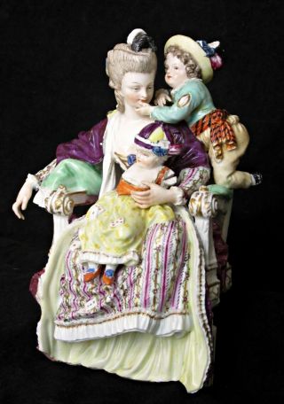 Antique Meissen Porcelain Figure Group " The Good Mother " E69,  Acier,