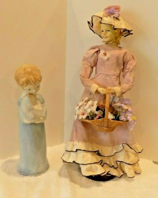 Vintage Handmade Bisque Doll Porcelin Body Painted Head 13 " Hand Made Clothes