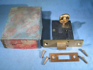 Vintage Nos Corbin 6013 Brass Mortise Dead Lock & Thumb Knob W/screws
