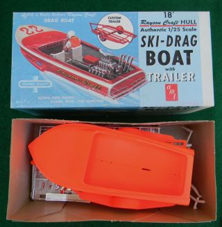 Vintage Amt Rayson Craft Ski Drag Boat & Trailer Model Kit