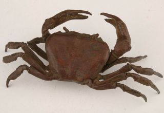 Unique China Red Copper Hand - Cast Crab Figurines Statue Gift Collec