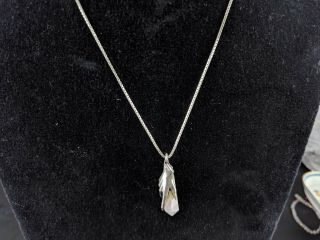 Vintage Sterling Silver Hand Holding Quartz Pendent and Chain 2