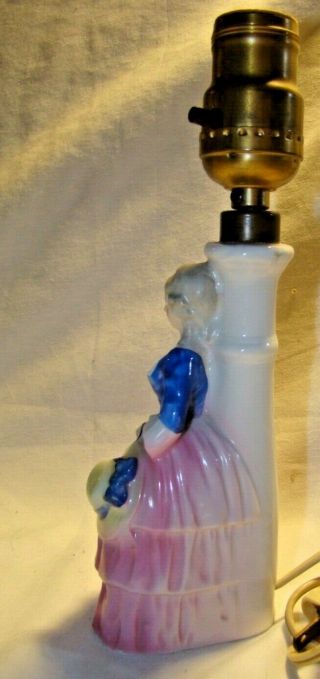 Antique German Victorian Woman Figurine Porcelain Lamp Base 3