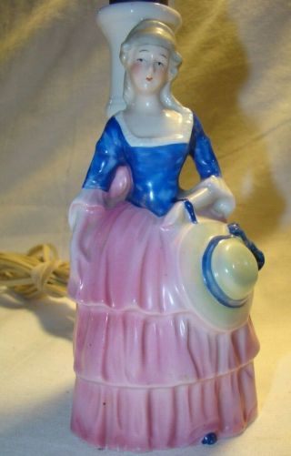 Antique German Victorian Woman Figurine Porcelain Lamp Base 4