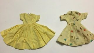 Vintage Vogue Jill Doll Dresses 2 Tagged Yellow & Shirt Dress With Butterflies