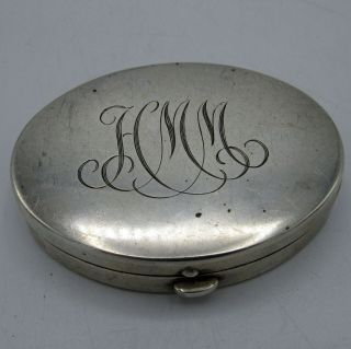 Vintage Tiffany & Co.  Silver Mirrored Oval Compact Monogrammed,  NR 6