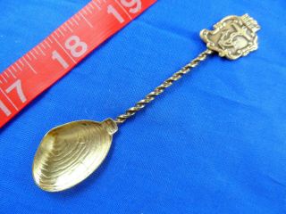 Antique Figural Clam Shell Goldwashed Rhode Island Sterling Souvenir Spoon