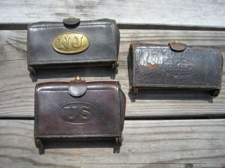 3 Spanish American War Us Army Cartridge Pouches,  Antique