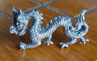 Antique Victorian Solid Silver Hallmarked A.  J ? Chinese Dragon Pin Brooch