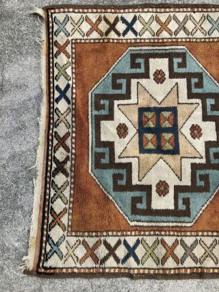 antique caucasian kazak rug 3x10 Circa 1940s 2
