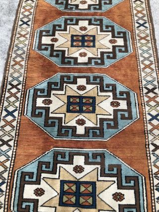 antique caucasian kazak rug 3x10 Circa 1940s 5