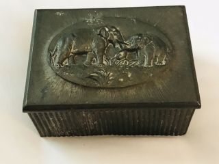 Antique Jennings Brothers Elephants Signed Bronze Trinket Jewelry Box Bakelite