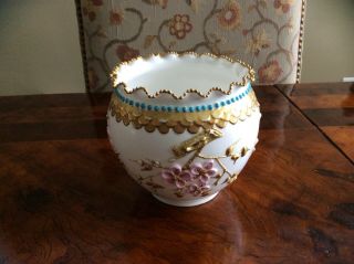 Antique Ktk Lotus Ware Columbia Bowl W/flowers/gold/pink/blue Accents