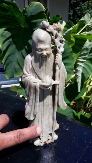 Chinese Carved Soapstone Figure ShouLao Immortal God of Longevity 8